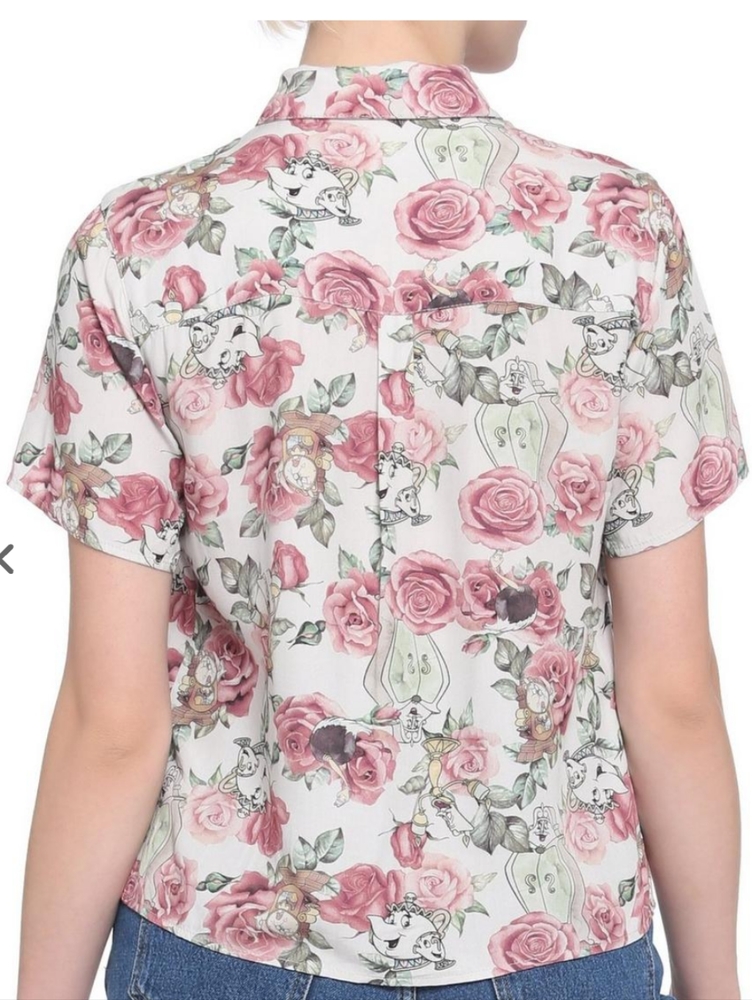 Her Universe Disney Beauty & The Beast Rose Woven Button-Up Sz 4X - Picture 2 of 6